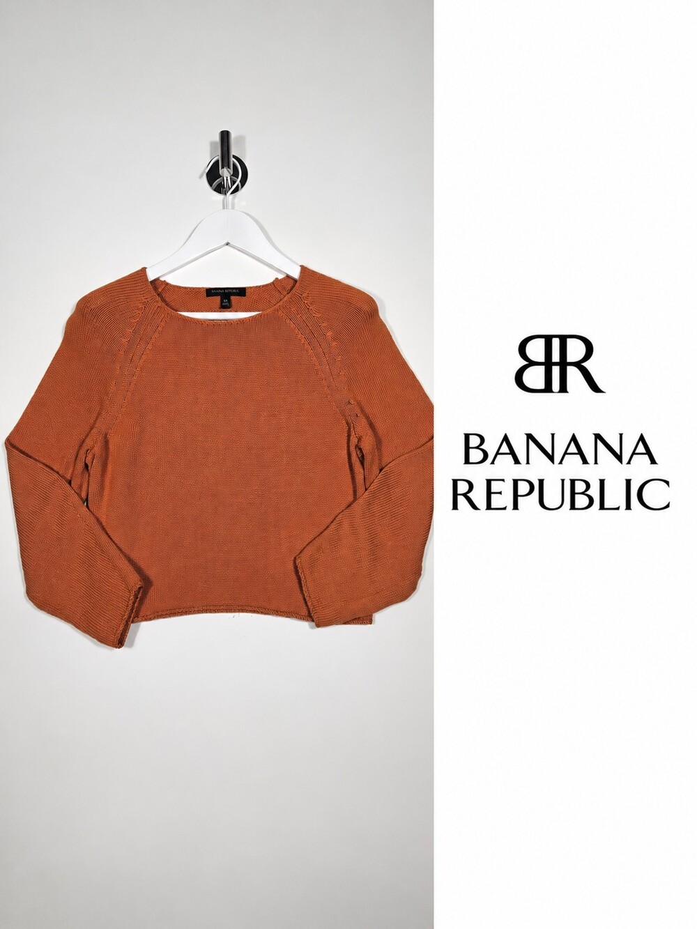 Banana Republic Women’s Rust Orange Cropped Knit Sweater – Size XS